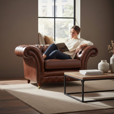 Divano Chesterfield marrone da soggiorno, poltrona, arredamento, nuovo sedile imbottito.