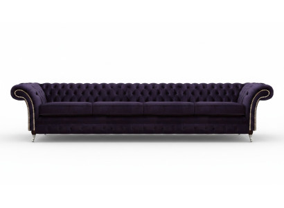 Tessuto imbottito viola Chesterfield soggiorno divano a 4 posti Polstermöbel