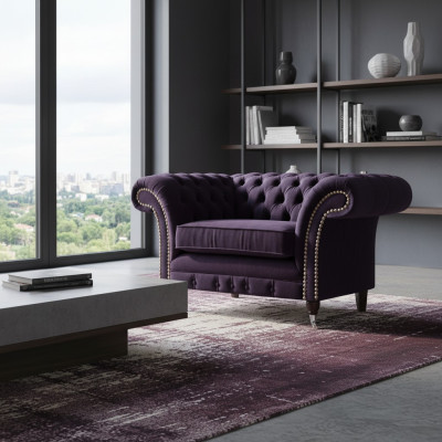 Poltrona da soggiorno Nuovo design Lusso Chesterfield Mobili imbottiti Tessuto