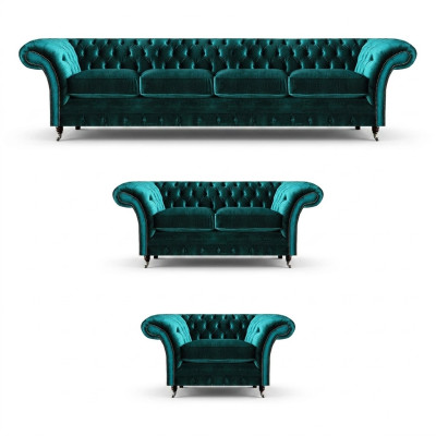 Set di lusso 3 pezzi Chesterfield divano arredamento design mobili imbottiti