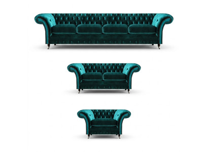 Set di lusso 3 pezzi Chesterfield divano arredamento design mobili imbottiti