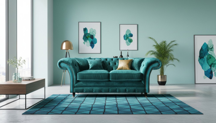 Chesterfield Design Divano Verde Due posti Divano Arredamento Mobili Imbottiti