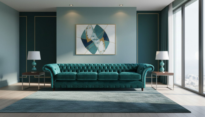 Neu Design divano Chesterfield quattro posti per salotto.