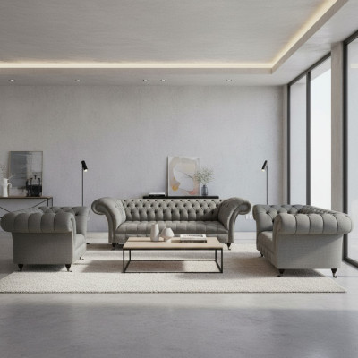 Chesterfield set divano 3 pezzi arredamento soggiorno di lusso.