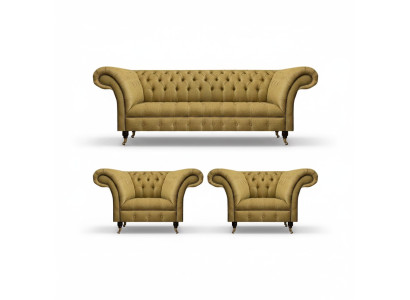 Set salotto giallo completo 2 poltrone Chesterfield divano a tre posti divano