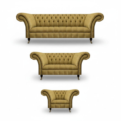 Soggiorno giallo set di divani 3 pezzi lusso divani set imbottiti seduta nuova Chesterfield
