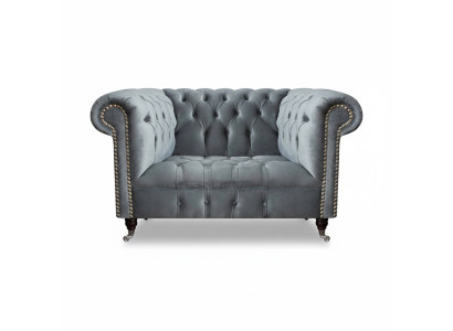 Soggiorno grigio poltrona Chesterfield tappezzeria seduta mobili nuovi tessuto
