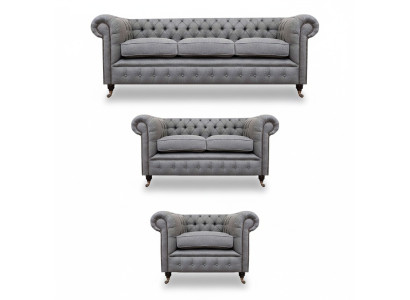 Chesterfield Set di divani in tessuto, imbottiti di stoffa, divano, set di divani 3 pezzi nuovo