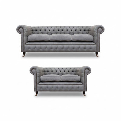 Chesterfield Design Divano di lusso in tessuto per divano a sedile couch set divano.