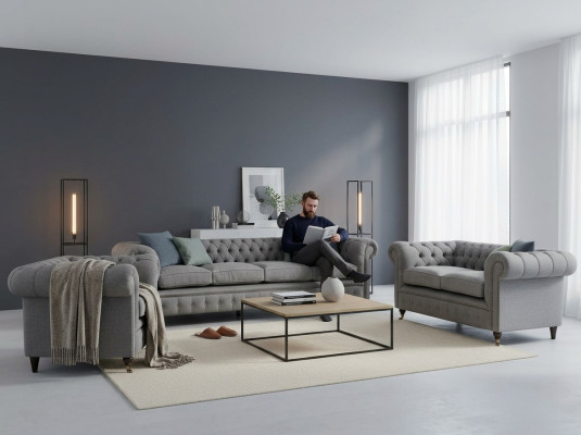 Divano in tessuto in tessuto Chesterfield Design nuovo per soggiorno