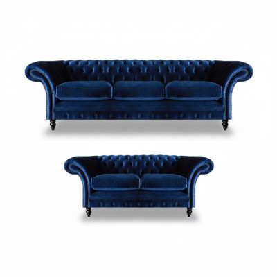 Soggiorno Divano a 2 posti blu Chesterfield divano a 2 posti Arredamento