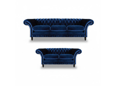 Soggiorno Divano a 2 posti blu Chesterfield divano a 2 posti Arredamento