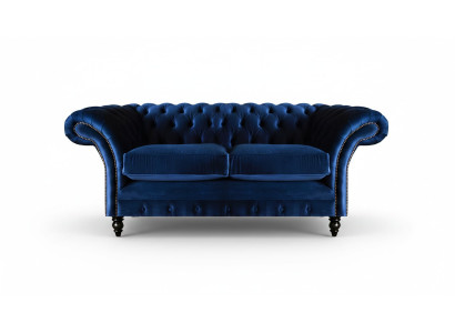 Divano da soggiorno a due posti arredamento blu Chesterfield nuovo