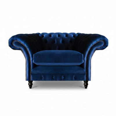Blu poltrona Chesterfield design di lusso rivestimento in stoffa nuovo arredamento soggiorno