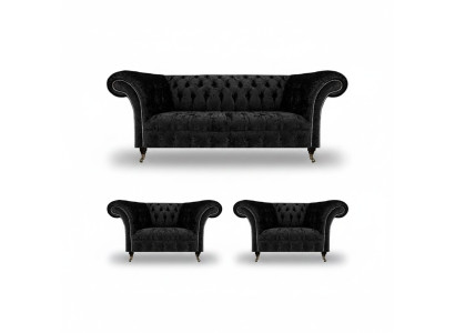 Set da soggiorno Chesterfield, arredamento di lusso completo, 2x poltrone.