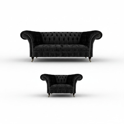 Nero completo Chesterfield imbottito arredamento lussuoso soggiorno