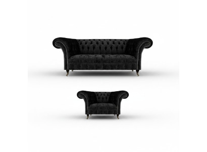 Nero completo Chesterfield imbottito arredamento lussuoso soggiorno