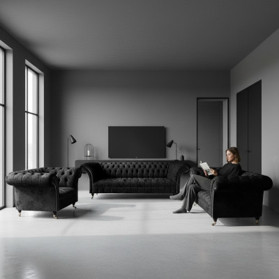 Chesterfield set divano 3 pezzi completo per il soggiorno, divani nuovi.
