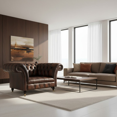 Lusso nuovo sedile soggiorno marrone poltrona arredamento mobili imbottiti Chesterfield