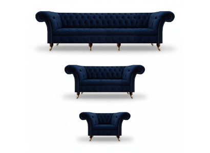 Design Mobili Completi 3 pezzi Salotto Divani Divani Chesterfield 4+2+1 Tessile
