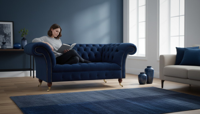 Divano da soggiorno due posti poltrona mobili imbottiti design Chesterfield mobili
