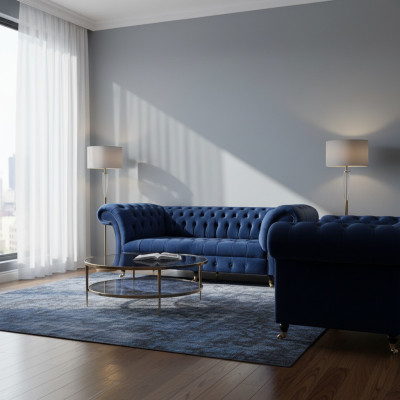 Set completo divano a tre posti Poltrona di lusso Arredamento Salotto Chesterfield
