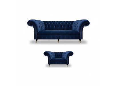 Set completo divano a tre posti Poltrona di lusso Arredamento Salotto Chesterfield