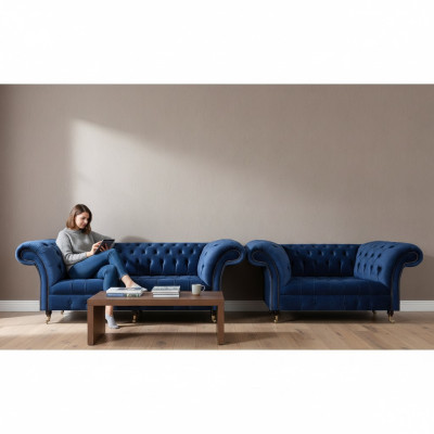 Chesterfield Set divano a tre posti divano Poltrona arredamento salotto nuovo