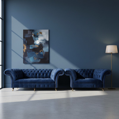 Chesterfield Set divano a tre posti divano Poltrona arredamento salotto nuovo