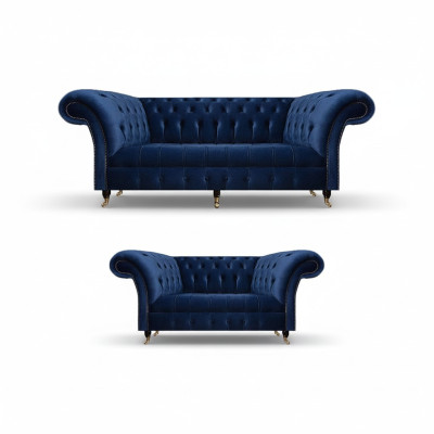 Chesterfield Set divano a tre posti divano Poltrona arredamento salotto nuovo