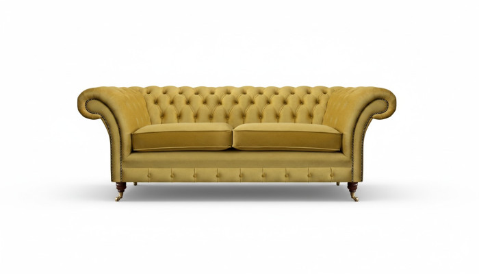 Divano divano a due posti di lusso giallo Chesterfield salotto