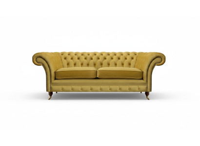Divano divano a due posti di lusso giallo Chesterfield salotto