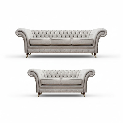 Set di lusso 2 pezzi divano a tre posti con divano a due posti Chesterfield arredamento imbottito.