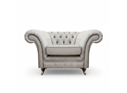 Soggiorno Poltrona di lusso Mobili imbottiti Nuovo Grigio Sedile Tessuto Chesterfield