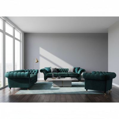 Soggiorno di lusso completo con divani Chesterfield imbottiti 3+2+1