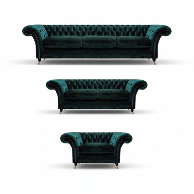 Soggiorno di lusso completo con divani Chesterfield imbottiti 3+2+1