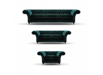 Soggiorno di lusso completo con divani Chesterfield imbottiti 3+2+1