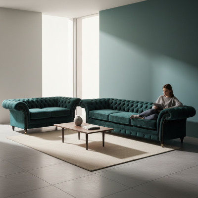 Completamente arredamento soggiorno divani 3+2 set di divani divani Chesterfield