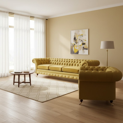 Set soggiorno divano a tre posti 3+1 poltrona salotto Chesterfield.