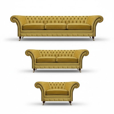 Set divano di lusso 3 pezzi, arredamento imbottito Chesterfield divani 3 + 2 + 1