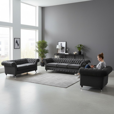 Sofà set divani Divani Salotto poltrone Chesterfield Arredamento 3+2+1