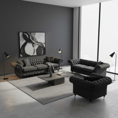 Sofà set divani Divani Salotto poltrone Chesterfield Arredamento 3+2+1