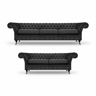 Chesterfield arredamento imbottito soggiorno divani set 2 pezzi completo 3+2