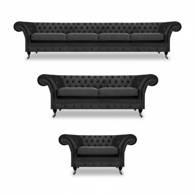Set completo di divani Chesterfield Arredamento Divano Poltrona Soggiorno 4+2+1
