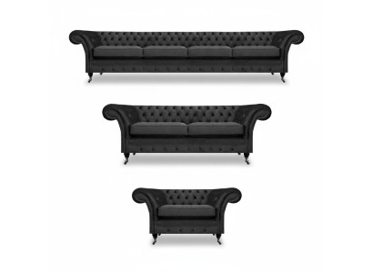 Set completo di divani Chesterfield Arredamento Divano Poltrona Soggiorno 4+2+1