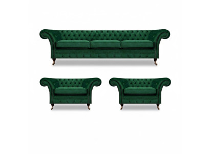 Verde Mobili Soggiorno Divani Chesterfield Set 3pz 3+1+1 Arredamento
