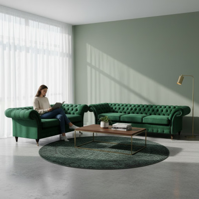 Set di divani 2 pezzi Chesterfield per il soggiorno divani 3+2 imbottiti