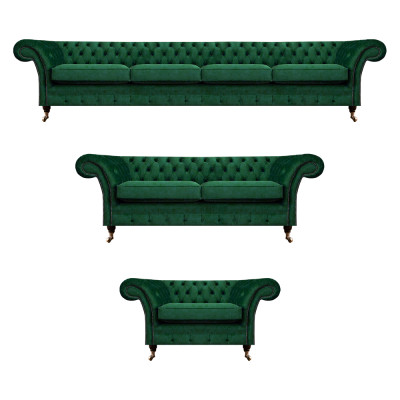 Mobili imbottiti Verde Divani Poltrone Chesterfield Salotto 4+2+1 Set di divani