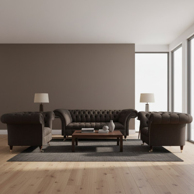 Set da soggiorno Chesterfield divano set 3 pezzi di lusso completo di design.