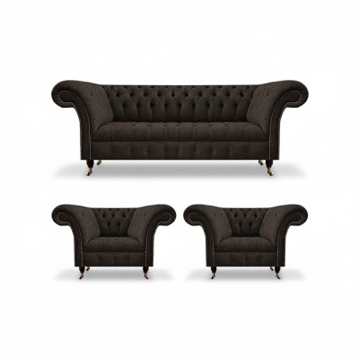 Set da soggiorno Chesterfield divano set 3 pezzi di lusso completo di design.